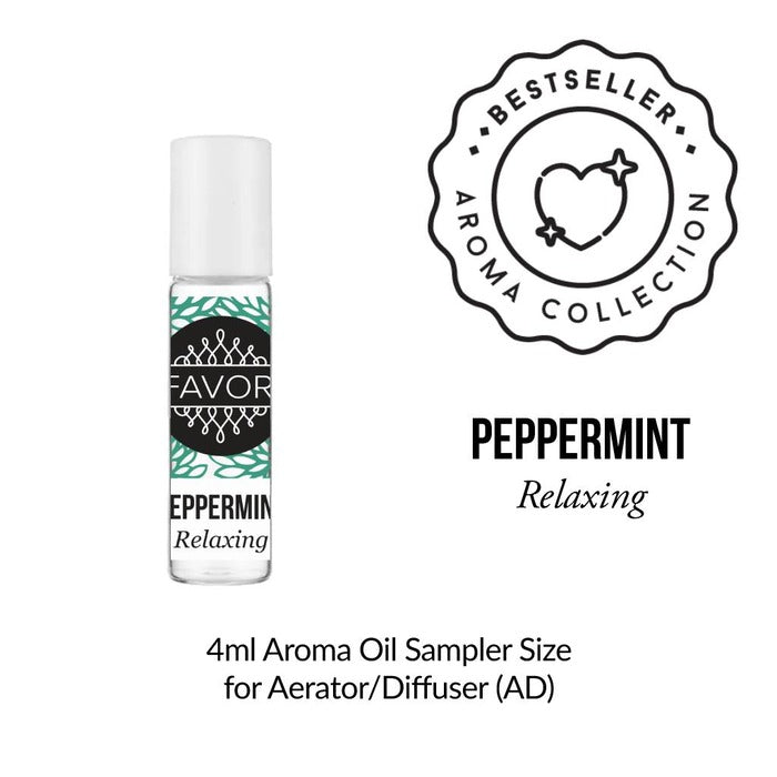 4 ml Peppermint Aroma Oil Sampler (AOS) for aerator/diffuser by FAVORI Scents - relaxing fragrance.
