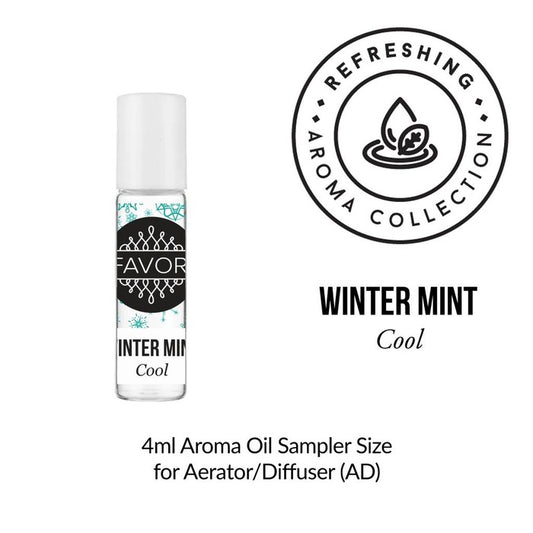 FAVORI Winter Mint Aroma Oil Sampler (AOS) for aerators and diffusers, 4ml bottle.