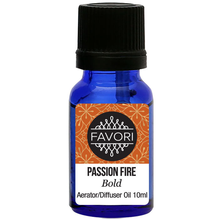 A bottle of FAVORI Scents Passion Fire Aerator/Diffuser (AD) Aroma Oil, 10ml.