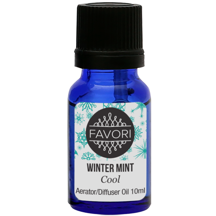 A bottle of FAVORI Winter Mint Aerator/Diffuser (AD) Aroma Oil, 10ml.