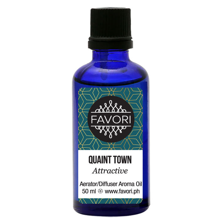 A bottle of FAVORI Scents Quaint Town Aerator/Diffuser (AD) Aroma Oil, 50 ml.