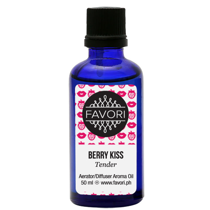 A bottle of FAVORI Scents' Berry Kiss Aerator/Diffuser (AD) Aroma Oil, 50 ml.