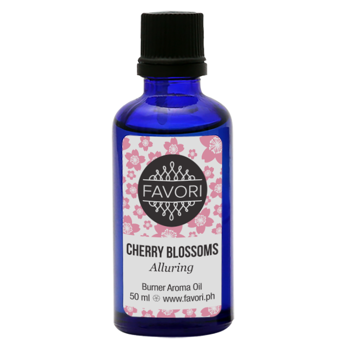 A bottle of Cherry Blossoms FAVORI Scents aerator/diffuser (AD) aroma oil.
