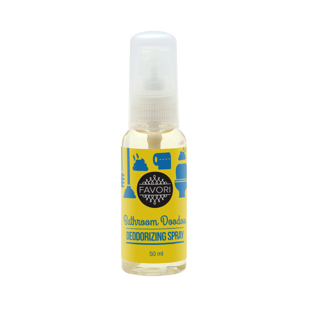 Plastic spray bottle of FAVORI Scents Bathroom Doodoo Deodorizing Air Spray (AS), 50 ml.