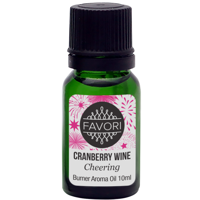A small bottle of FAVORI Scents Cranberry Wine Burner Aroma Oil, 10ml.