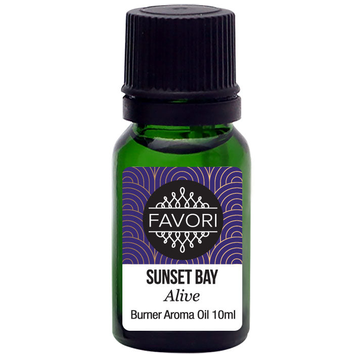 Bottle of FAVORI Scents Sunset Bay Burner Aroma Oil, 10ml.