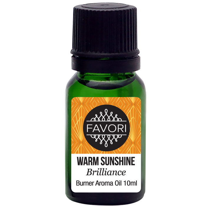 A 10ml bottle of FAVORI Scents' Warm Sunshine Burner Aroma Oil.