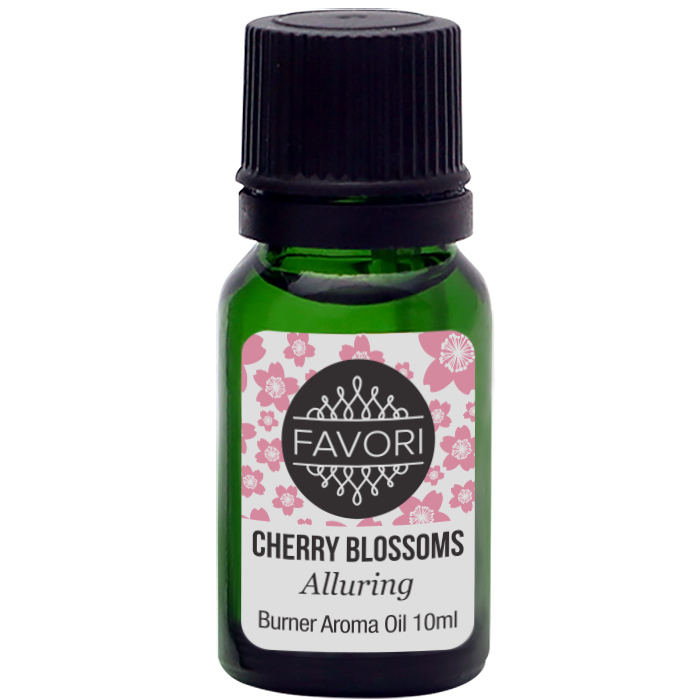A bottle of FAVORI Scents Cherry Blossoms Burner Aroma Oil, 10ml.
