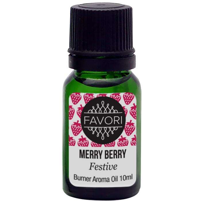 A bottle of FAVORI Scents Merry Berry Burner Aroma Oil, 10ml.