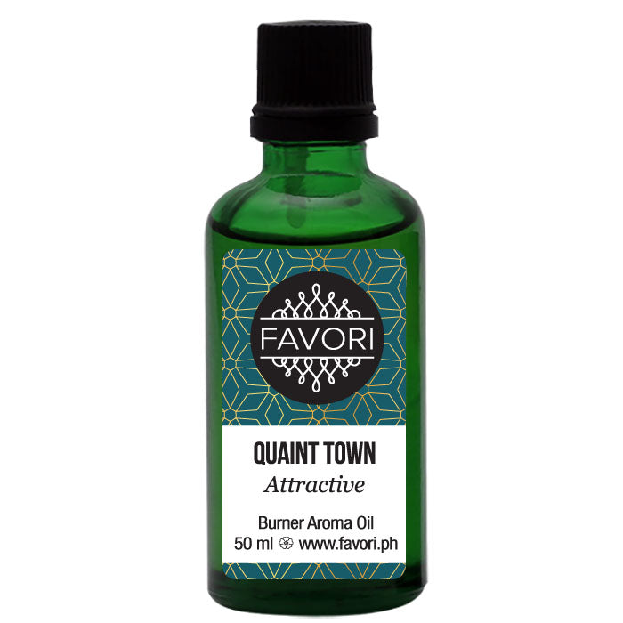 Bottle of "Quaint Town Burner (BR)" aroma oil by FAVORI Scents, 50 ml.