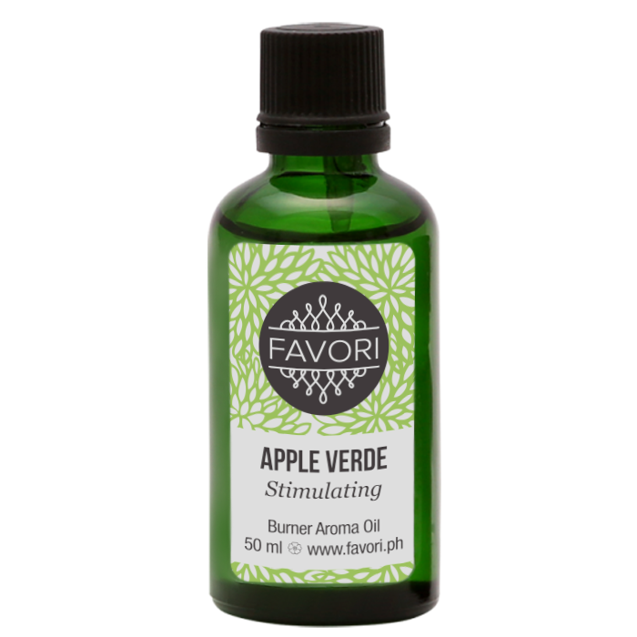 Green bottle of FAVORI Scents Apple Verde Burner Aroma Oil, 50 ml.