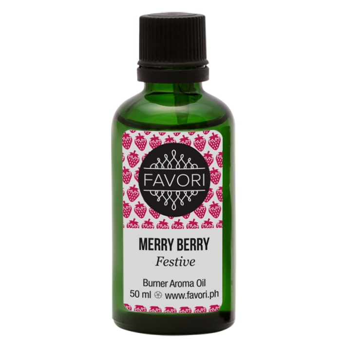 Bottle of Merry Berry Burner Aroma Oil by FAVORI Scents, 50 ml.
