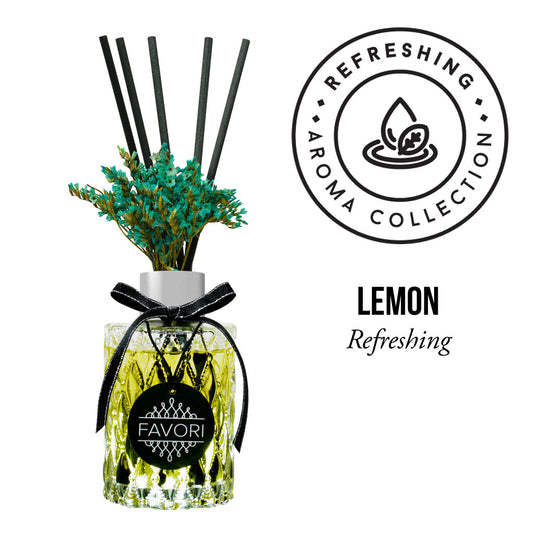 A Lemon Premium Reed Diffuser oil from the FAVORI Scents refreshing aroma collection.