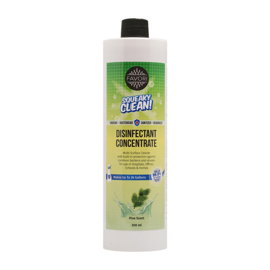 Bottle of Squeaky Clean Disinfectant Concentrate with pine oil scent from FAVORI Scents.