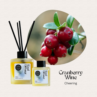 Two FAVORI Scents Cranberry Wine RRDs with fresh cranberries and leaves for a long-lasting aroma.