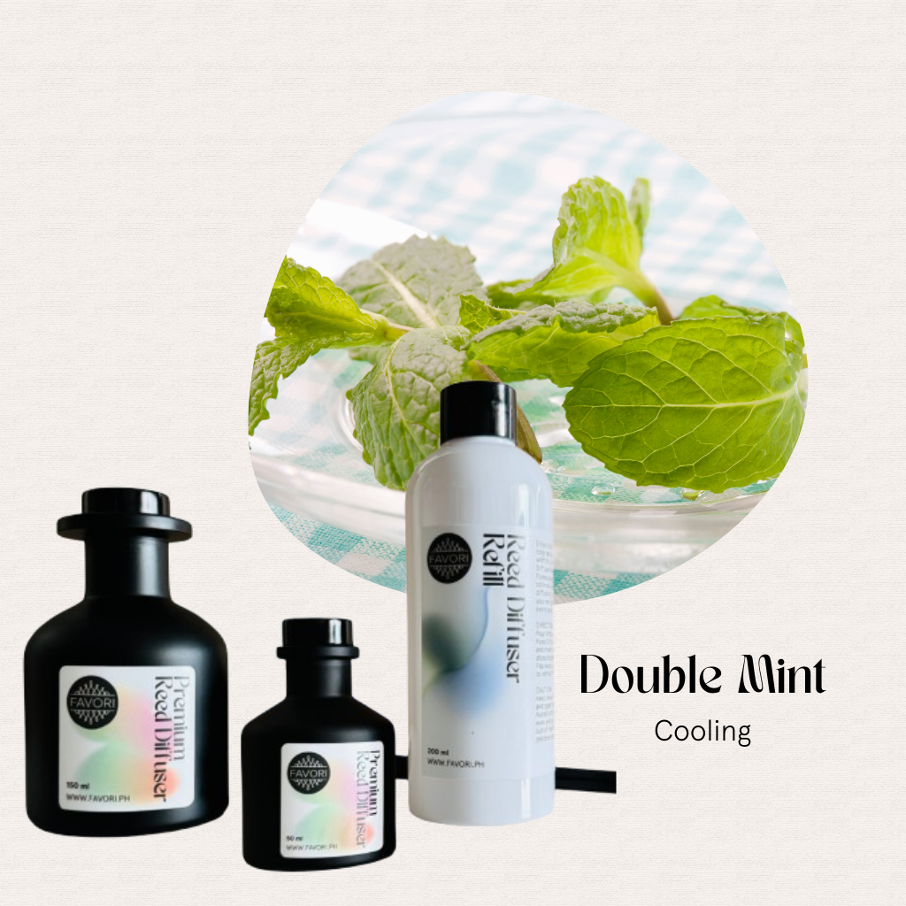 Three black and white FAVORI Scents Double Mint Trio TPRD bottles with fresh mint and long-lasting aroma.