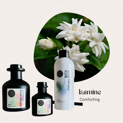 The Jasmine Trio Premium Reed Diffuser by FAVORI Scents evokes serenity with jasmine blooms for your space.