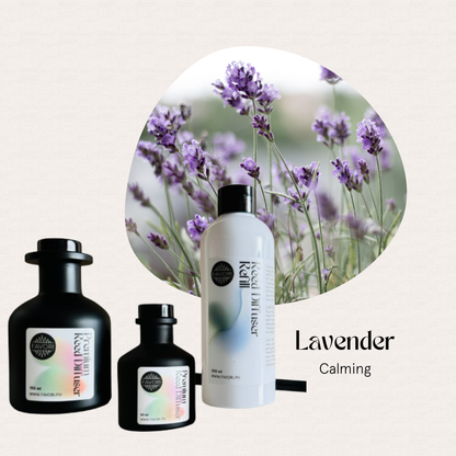 Three black and white FAVORI Scents Lavender Trio Premium Reed Diffusers, a calming natural sleep aid.