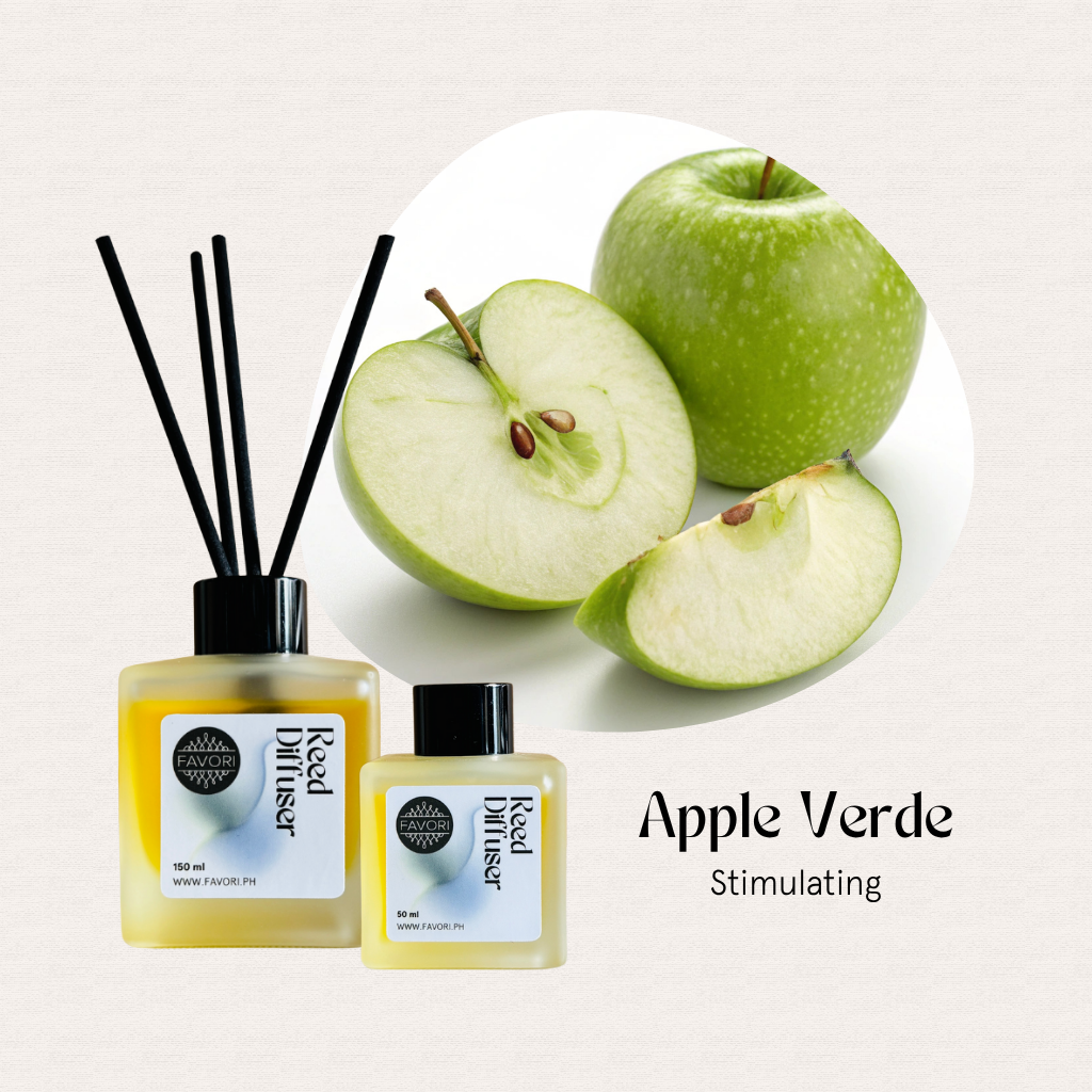 FAVORI Scents Apple Verde RRD—long-lasting reed diffuser with a fresh green apple aroma oil.