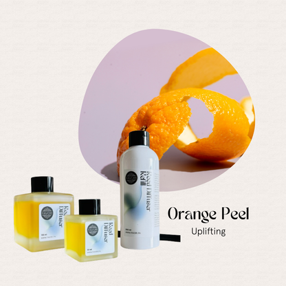 FAVORI Scents Orange Peel Trio Reed Diffuser offers a long-lasting, uplifting orange peel aroma.