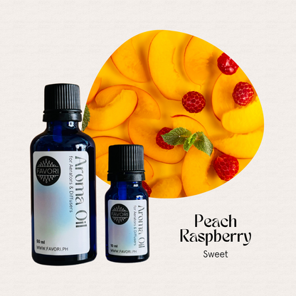 FAVORI Scents AD Aroma Oil—Peach Raspberry Sweet with peach slices, raspberries & mint.