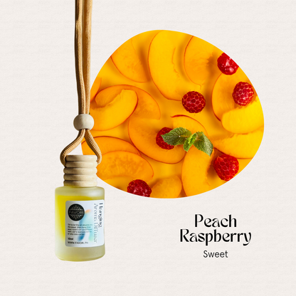 FAVORI Scents Hanging Aroma Diffuser: Peach Raspberry Sweet—portable air freshener on a cord.
