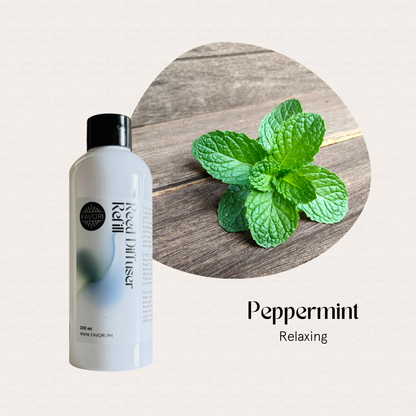 FAVORI Scents Peppermint Reed Diffuser Refill (RDR) brings a long-lasting minty aroma to your space.