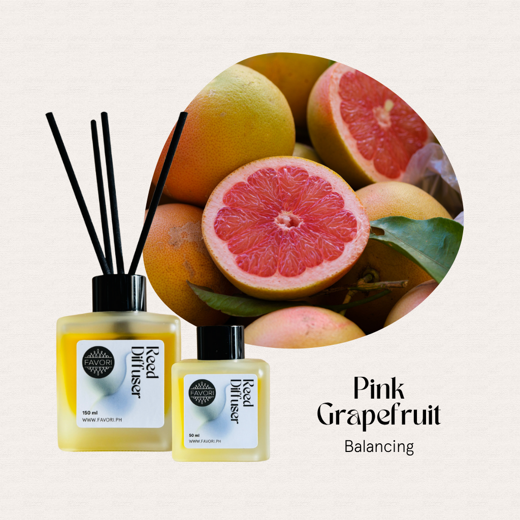 FAVORI Scents Pink Grapefruit Regular Reed Diffuser (RRD) offers a fresh, long-lasting, and balancing aroma.