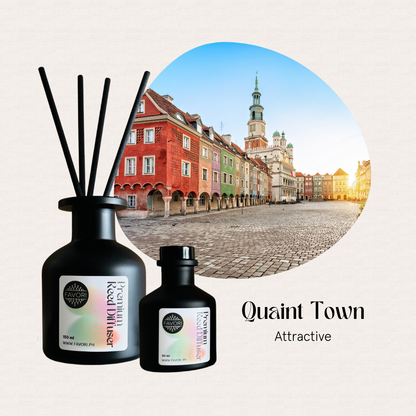 FAVORI Scents Quaint Town Premium Reed Diffuser (PRD) delivers lasting aroma inspired by vibrant European squares.