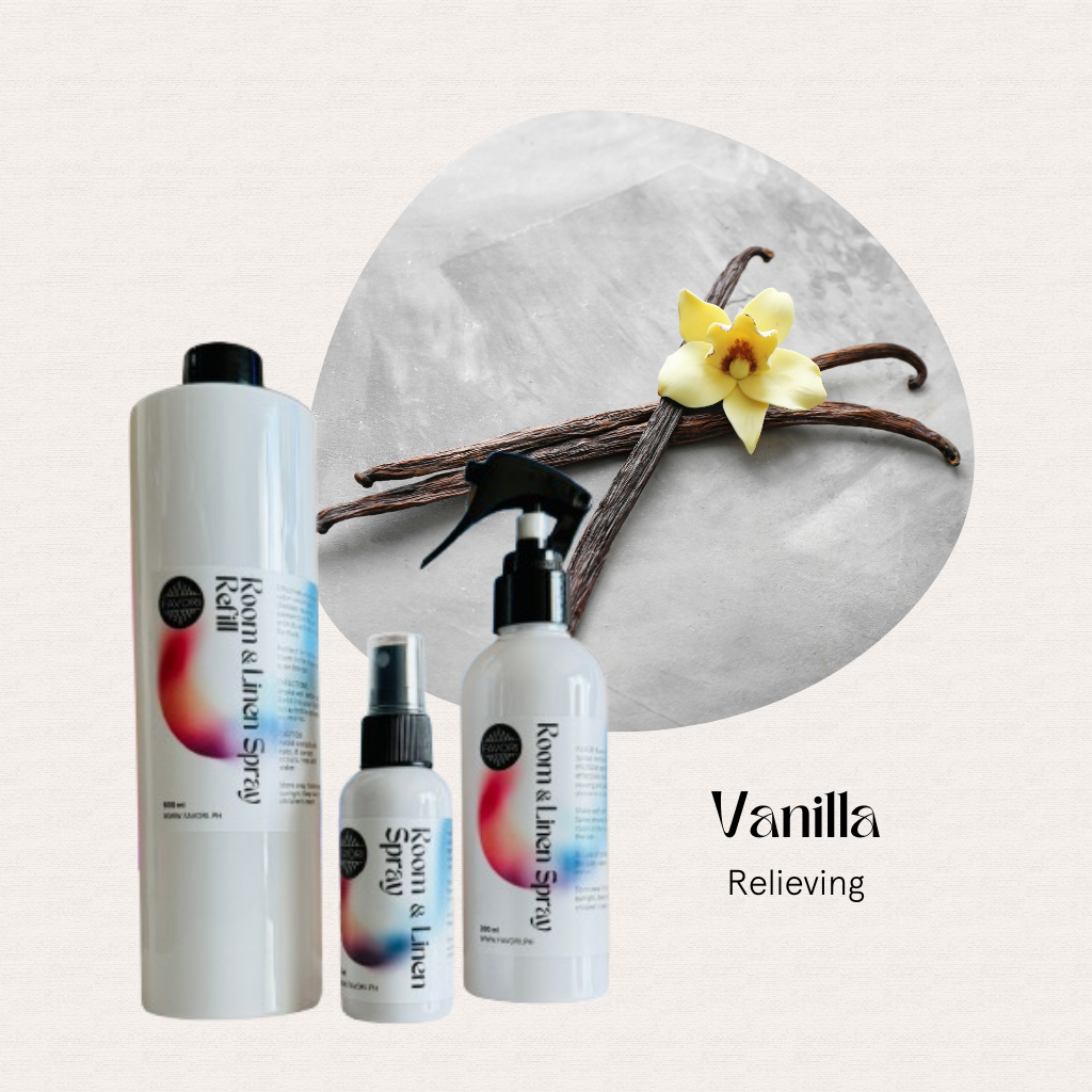 Three vanilla hair products plus FAVORI Scents Trio – Regular Room & Linen Air Spray for added freshness.