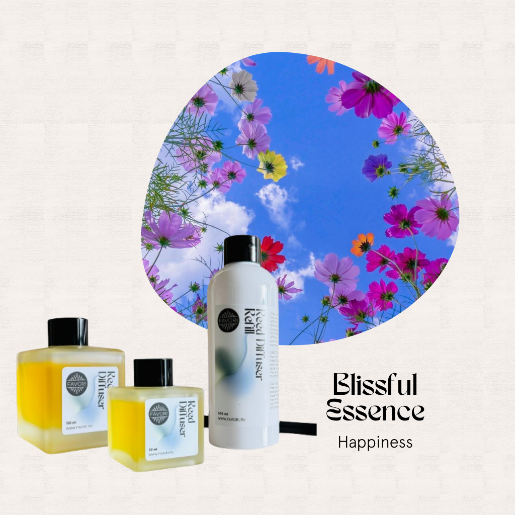 Blissful Essence Trio Reed Diffuser by FAVORI Scents: wildflowers, blue sky, and a long-lasting happy aroma.