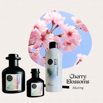 The FAVORI Scents Cherry Blossoms Trio Premium Reed Diffuser offers a long-lasting floral fragrance.