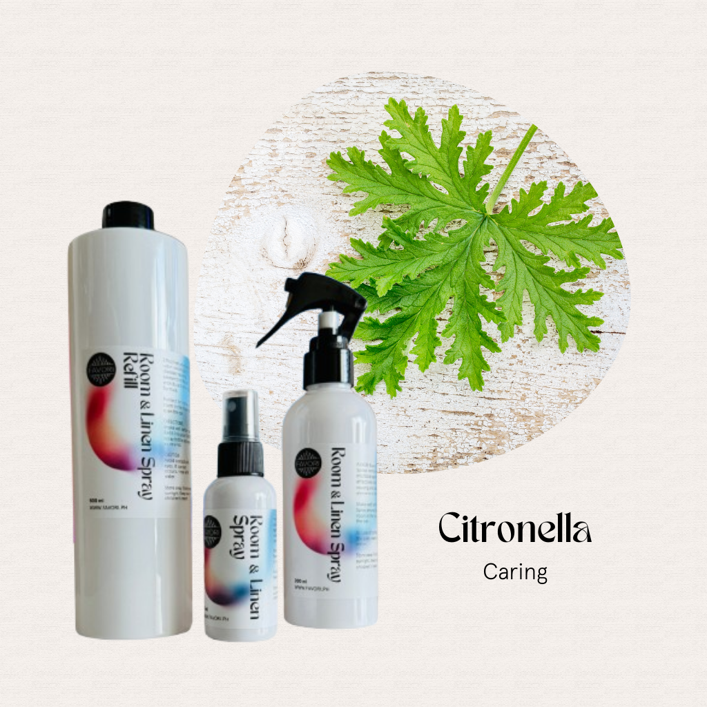 Three bottles of FAVORI Scents Trio – Regular Room & Linen Air Spray, labeled Citronella Caring.