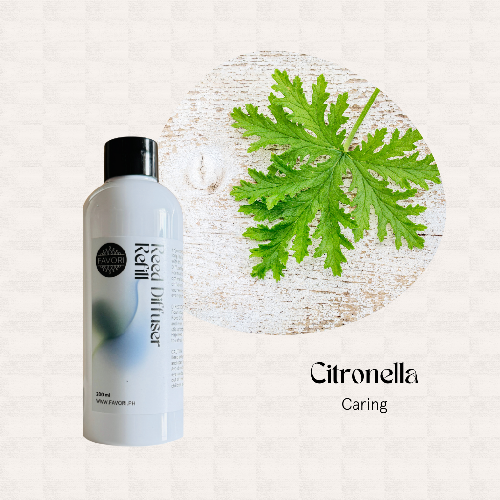 FAVORI Scents Citronella Reed Diffuser Refill (RDR) offers a long-lasting aroma with natural insect-repellent benefits.