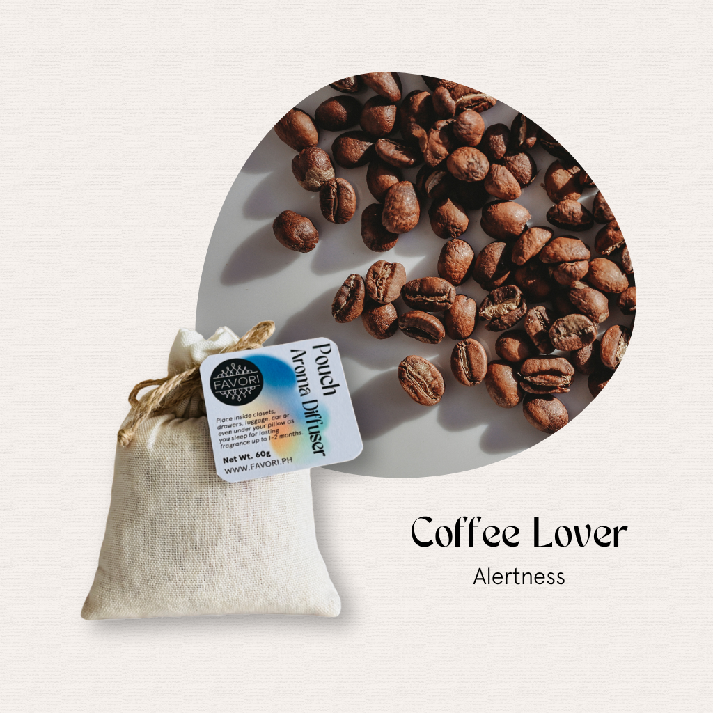 A FAVORI Scents PAD with roasted beans brings coffee lover alertness and a hint of aroma diffuser oil.