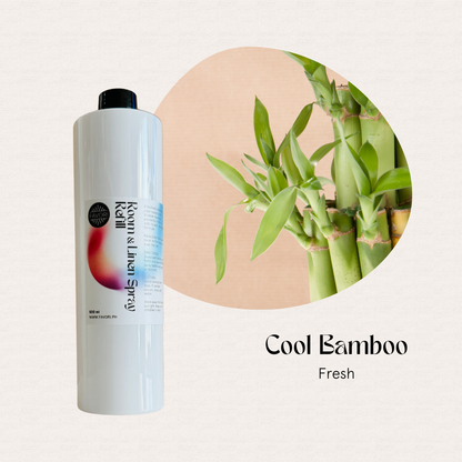 White FAVORI Scents Refill – Regular Room & Linen Air Spray 500ml, Cool Bamboo, odor eliminator.