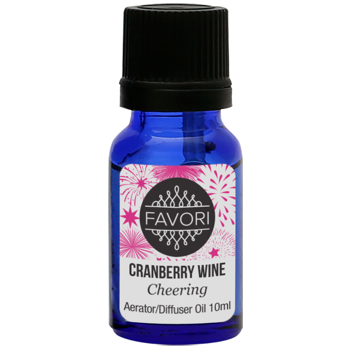 A bottle of FAVORI Scents Cranberry Wine Aerator/Diffuser (AD) Aroma Oil, 10ml.