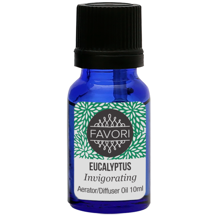 A bottle of FAVORI Scents Eucalyptus Aerator/Diffuser (AD) Aroma Oil, 10ml.