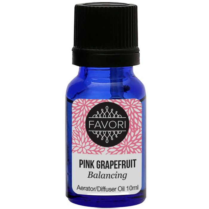 A bottle of FAVORI Scents Pink Grapefruit Aerator/Diffuser (AD) Aroma Oil, 10ml.