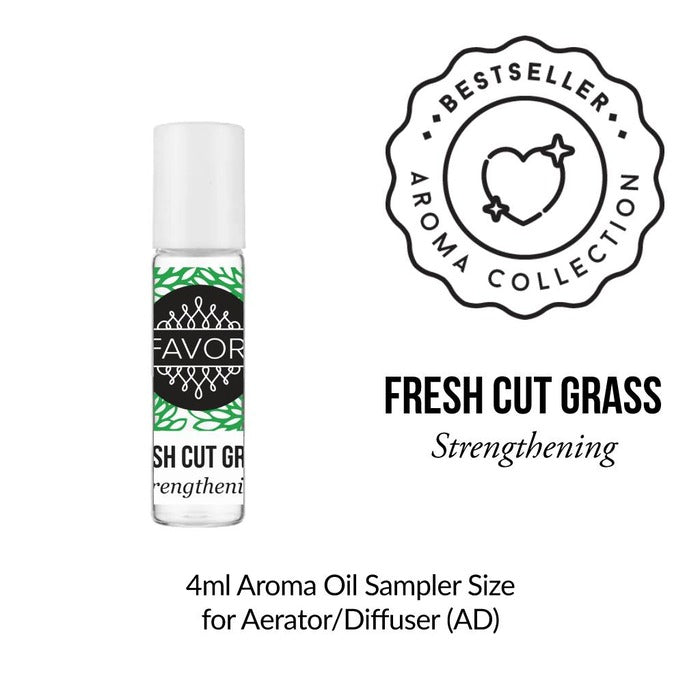 A 4ml FAVORI Scents Burner Aroma Oil in Fresh Cut Grass, Bestseller, Strengthening, bergamot aroma.