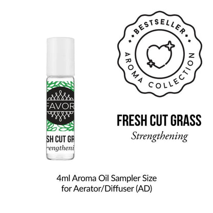 A 4ml FAVORI Scents Burner Aroma Oil in Fresh Cut Grass, Bestseller, Strengthening, bergamot aroma.