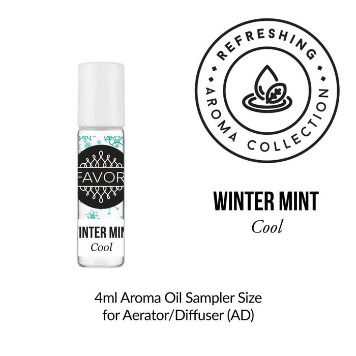 A 4ml Burner Aroma Oil sampler labeled Cool beside a FAVORI Scents Refreshing Aroma Collection logo.
