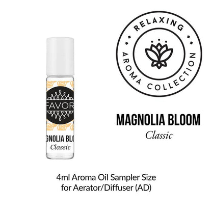 A 4ml Burner (BR) Aroma Oil in Magnolia Bloom by FAVORI Scents, with a white cap from the Relaxing Collection.