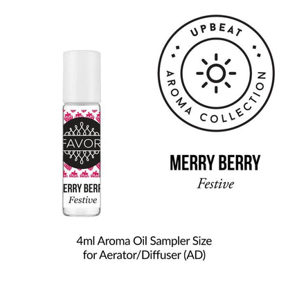 A 4ml FAVORI Scents Burner Aroma Oil sampler, Merry Berry Festive scent, for diffusers or aerators.