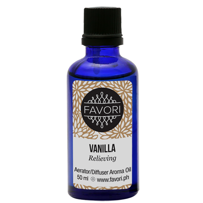 A bottle of FAVORI Scents Vanilla Aerator/Diffuser (AD) Aroma Oil (50 ml) for diffusers.