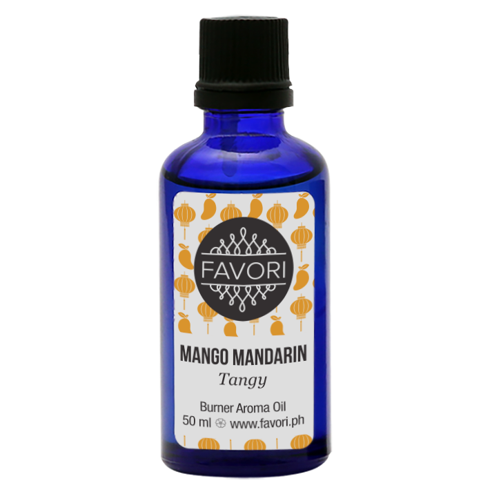 A bottle of Mango Mandarin scented FAVORI Scents AD Aroma Oil.