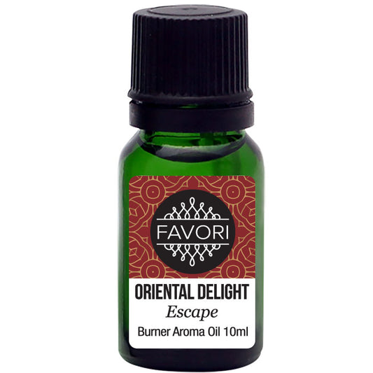 Sentence with replacements: Bottle of FAVORI Oriental Delight Burner (BR) Aroma Oil, 10ml.