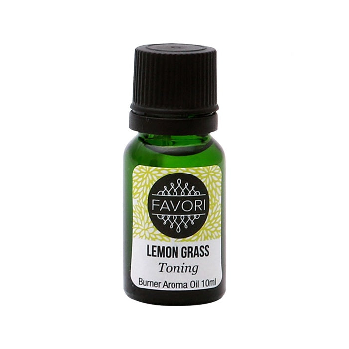 A small bottle of FAVORI Scents Lemon Grass Burner Aroma Oil.