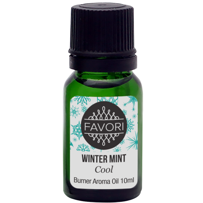 A small bottle of FAVORI Scents Winter Mint Burner, 10ml.