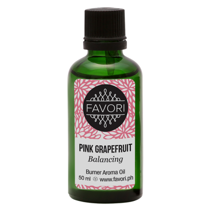 A bottle of FAVORI Scents Pink Grapefruit Burner (BR) Aroma Oil, 50 ml.